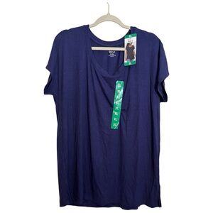 Felina Deep Blue Short Sleeve Ribbed Tee XL